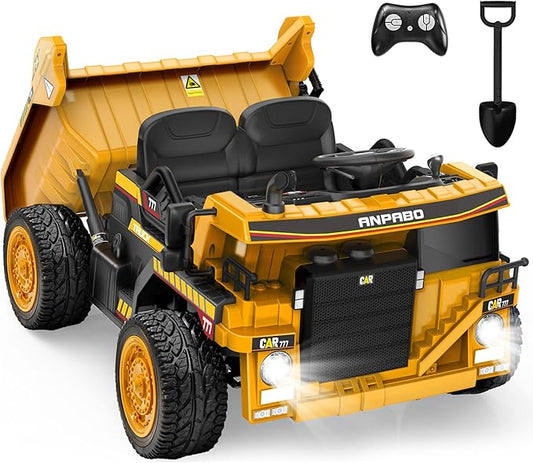 ANPABO 24V Ride-on Dump Truck 19 Inch Spacious Seat for Kids with Parental Remote Control