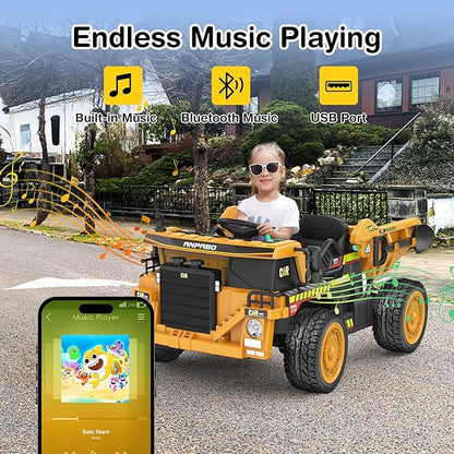 ANPABO 24V Ride-on Dump Truck 19 Inch Spacious Seat for Kids with Parental Remote Control